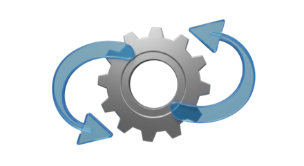 Isolated Gear with Rotating Arrows Icon