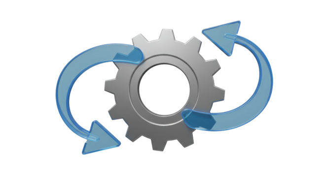 Isolated Gear with Rotating Arrows Icon