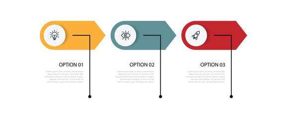 Three step infographic template. Banner information graphic for workflow, business presentation and web graphic design 