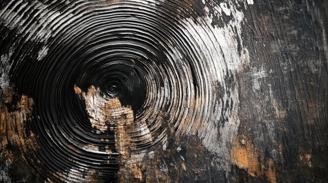 Abstract Black and White Wood Texture with Circular Patterns