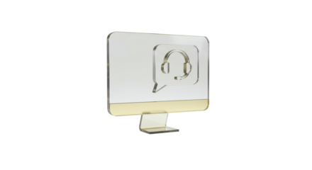 Isolated Computer Monitor with a Headset Icon, Representing Customer Support, Online Assistance, and Technical Support Services