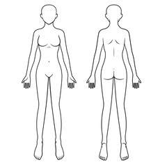 女性の人体図　シェーマ　前面背面