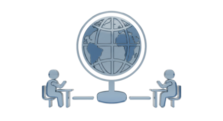 Isolated Globe with People Meeting Around: Symbolizing International Communication, Collaboration, and Global Partnership