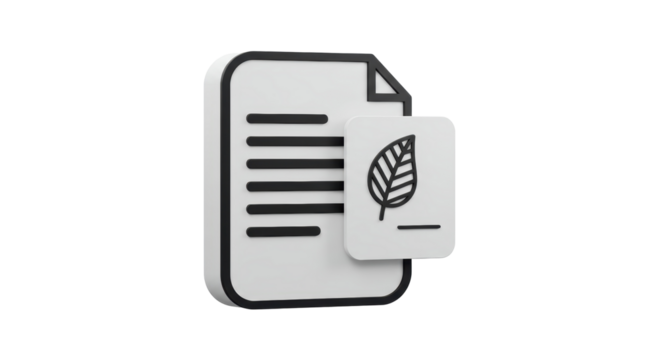 Isolated File Document with a Green Leaf Icon, Symbolizing Environmental Consciousness, Eco-Friendly Practices, and Sustainable Business