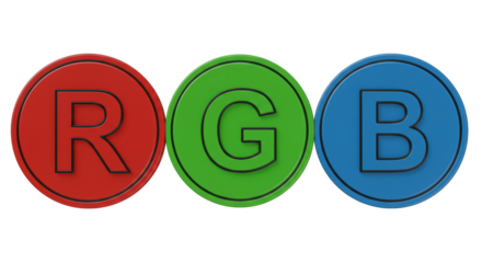 Isolated Red Green and Blue RGB Colored Circles: Representing Color Mixing, Design Theory and Visual Spectrum