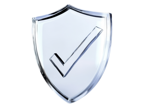 Isolated Crystal Clear Shield with Checkmark