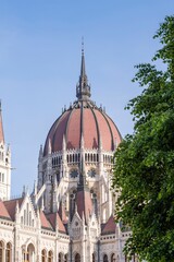 Obraz premium Architectural elements of the Hungarian Parliament building in Gothic style. Architecture of Budapest.