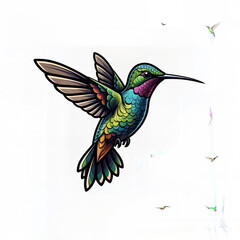 Stylized bright hummingbird