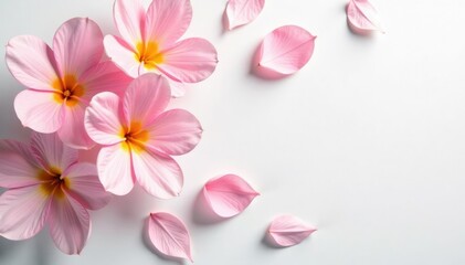 Fototapeta premium Delicate petal blooms on a crisp white background, petals, floral