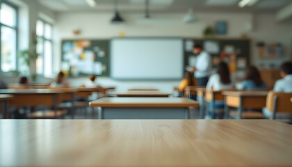 A vacant classroom with wooden furniture and a chalkboard, representing a space for education and mentorship