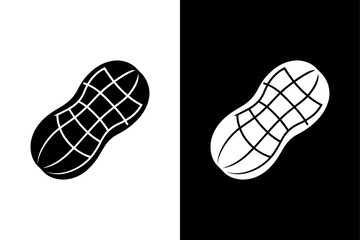 Peanut Silhouette Logo Clean Black and White Vector Icon.