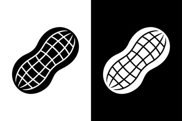 Peanut Silhouette Logo Clean Black and White Vector Icon.