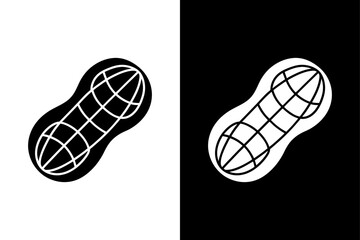 Black and White Peanut Icon Bold and Recognizable Design.