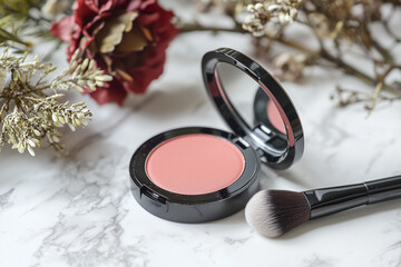 make up brushes and blush powder