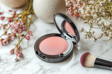 make up brushes and blush powder