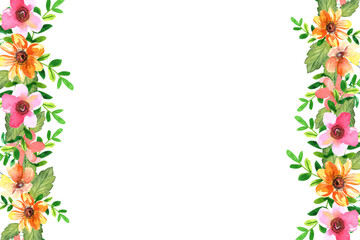 Watercolor flowers background vector for design.