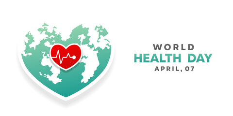 World Health Day. Heart shaped earth and heart. Great for cards, banners, posters, social media and more. White background.
