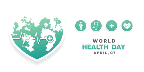 World Health Day.  Great for cards, banners, posters, social media and more. White background.
