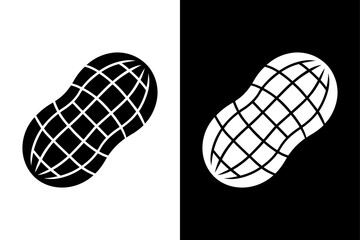 Peanut Silhouette Vector Icon Black and White Design.