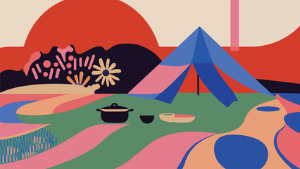 Abstract Camping Scene
