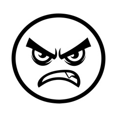 An angry emoji face icon featuring a bold expression with furrowed brows, intense eyes, and a frown. Designed in a modern and expressive style, perfect for digital communication & reactions.