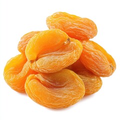 Dried apricots pile, studio shot, isolated on white