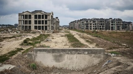 Abandoned construction sites urban area photography deserted landscape ground level urban decay concept