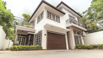 Modern residential architecture urban neighborhood real estate photography daytime front view contemporary design insights