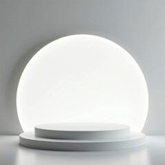 Modern Minimalist Glass Sphere Display: Sleek White Podium Design