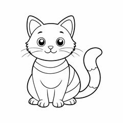 Obraz premium line art a cute cat isolated white background 