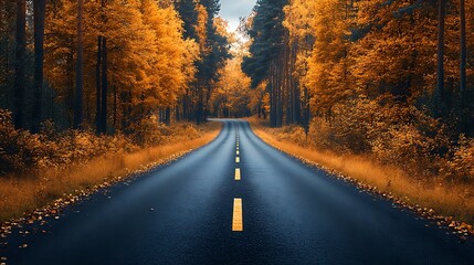 Fototapeta premium Scenic autumn forest with winding path high resolution hd background