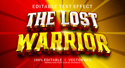  the lost warrior 3d vector text effect with modern style design