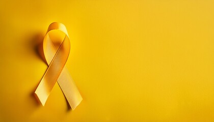 yellow ribbon symbol of support on bright yellow background