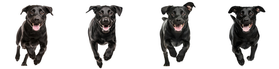 Obraz premium A cheerful affectionate black dog with a friendly playful expression looking directly at the with alert attentive eyes