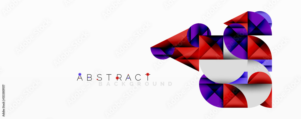 Poster modern abstract composition with layered circles and angular segments featuring gradients, transpare
