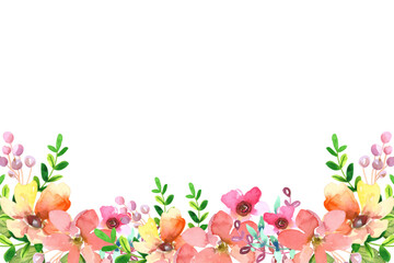 Watercolor flowers background vector for design.