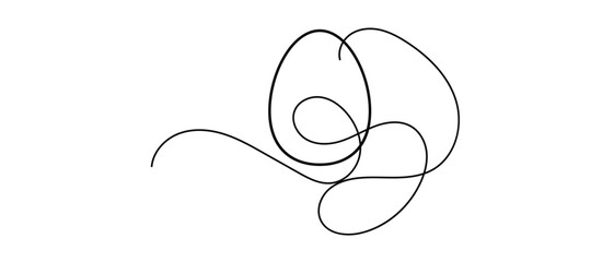 one line hand drawn egg silhouette icon on white background.
