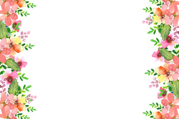 Watercolor flowers background vector for design.