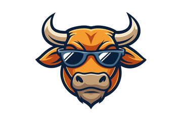 funny cow head with summer sunglasses 