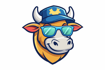 funny cow head with summer sunglasses 