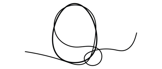 one line hand drawn egg silhouette icon on white background.