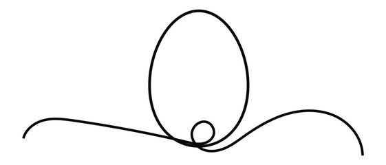 one line hand drawn egg silhouette icon on white background.