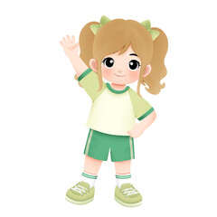 kid exercising activity watercolor illustration