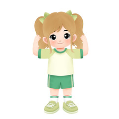 kid exercising activity watercolor illustration