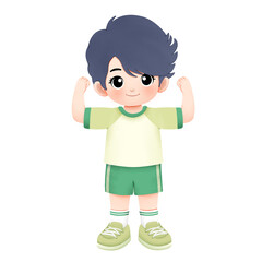 kid exercising activity watercolor illustration