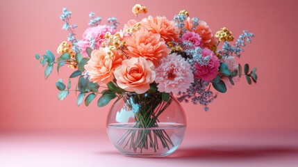Fototapeta premium Vibrant bouquet in a glass vase
