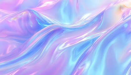 Abstract iridescent fluid waves of pastel colors appear flowing freely