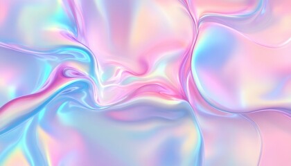Fototapeta premium Smooth iridescent flowing surface with vibrant pastel color variations