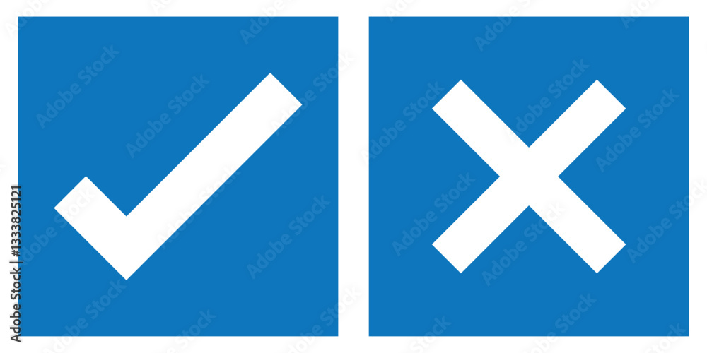 Poster tick mark icon button set check box correct right wrong black buttons yes or no checkmark red cross 