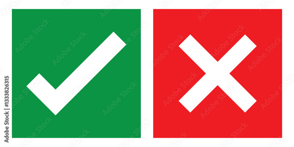 Poster tick mark icon button set check box correct right wrong black buttons yes or no checkmark red cross 